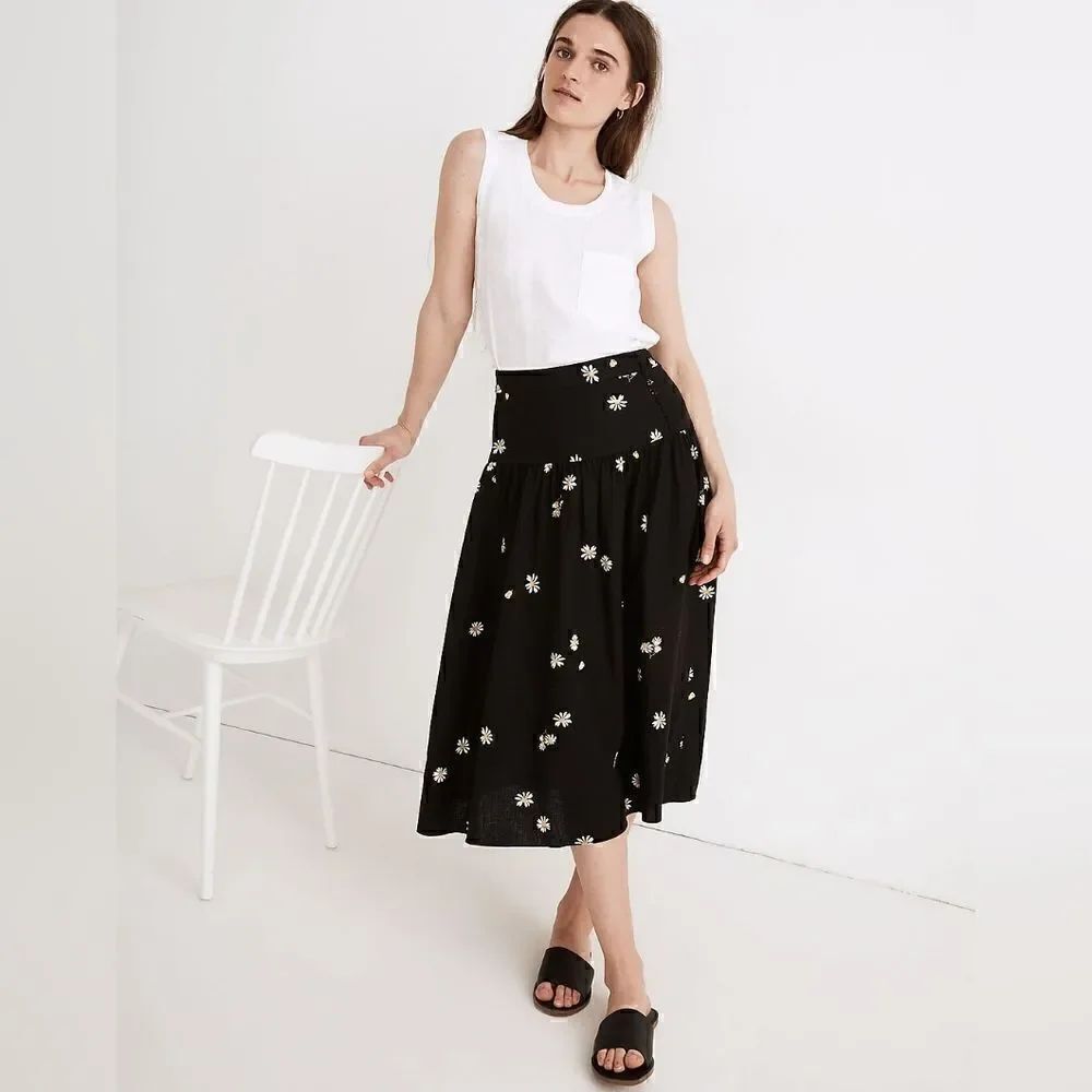 Madewell Skirt Floral Daisies 2 Fairycore Cottagecore Prairiecore Whimsigoth